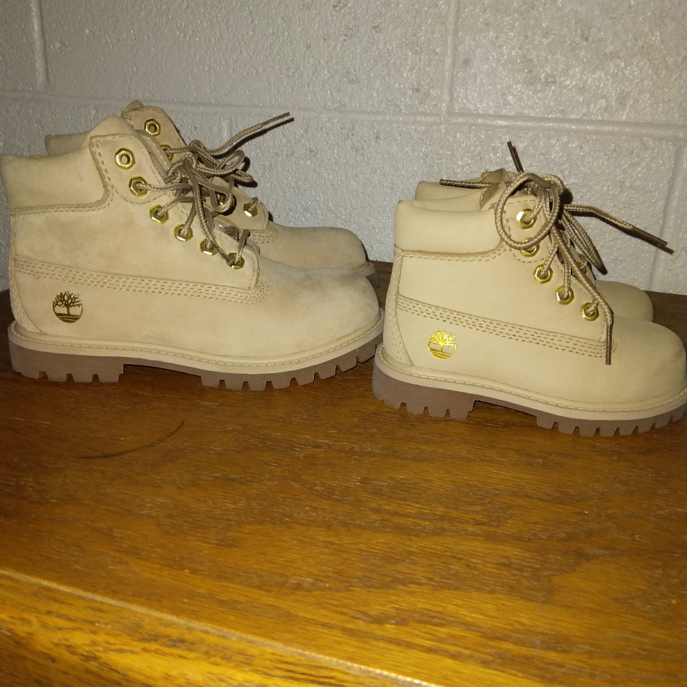 OFFERS ACCEPTED Kids cream colored timberland boots
